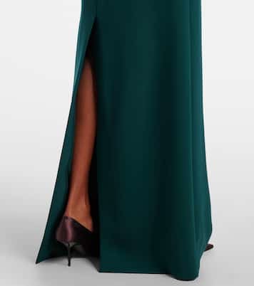 Robe longue en crêpe à encolure bardot | Carolina Herrera