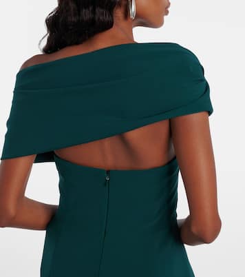 Robe longue en crêpe à encolure bardot | Carolina Herrera