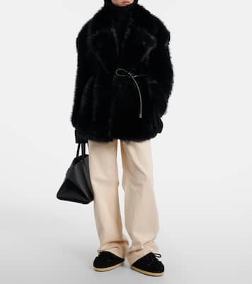 EVX shearling-trimmed suede mules  | Moon Boot