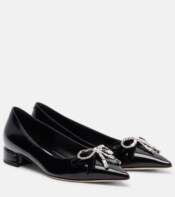 Auria bow-detail leather ballet flats | Jimmy Choo