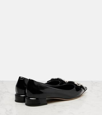 Auria bow-detail leather ballet flats | Jimmy Choo