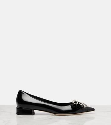 Auria bow-detail leather ballet flats | Jimmy Choo