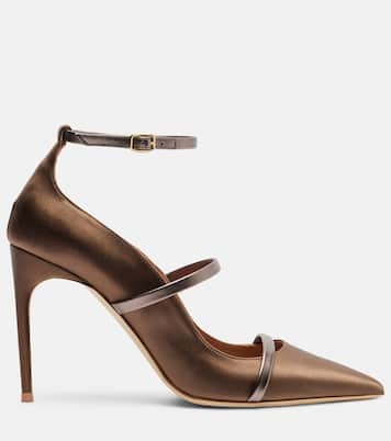 Diaz 100 leather-trimmed satin pumps | Malone Souliers