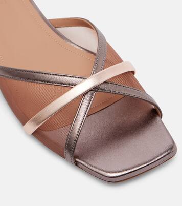 Perla leather and mesh slides | Malone Souliers