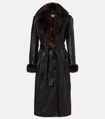Baez shearling-trimmed leather coat | Nour Hammour