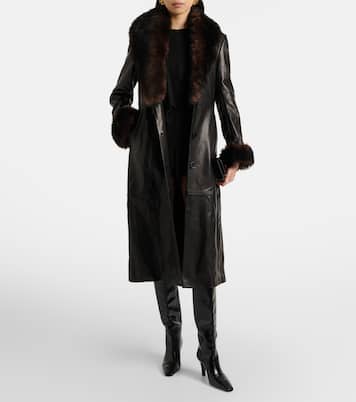 Baez shearling-trimmed leather coat | Nour Hammour