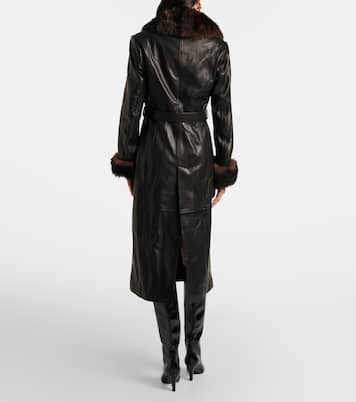 Baez shearling-trimmed leather coat | Nour Hammour