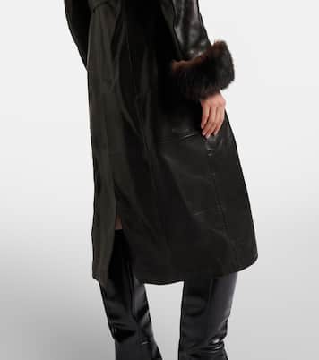 Baez shearling-trimmed leather coat | Nour Hammour