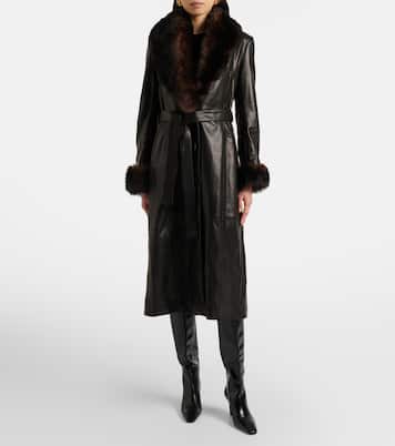 Baez shearling-trimmed leather coat | Nour Hammour