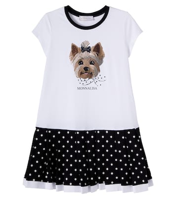 Embellished printed cotton-blend dress | Monnalisa