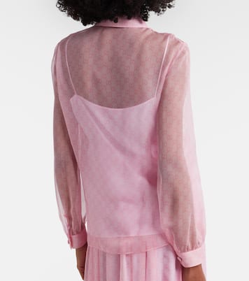Camisa de chifón con lazada y GG | Gucci