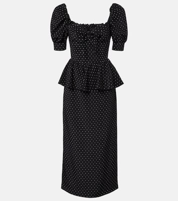 Polka-dot peplum silk midi dress | Alessandra Rich