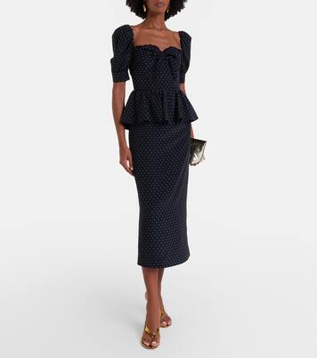 Polka-dot peplum silk midi dress | Alessandra Rich