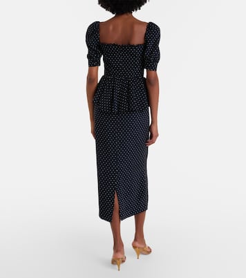 Polka-dot peplum silk midi dress | Alessandra Rich