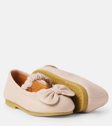 Mylah bow-detail leather ballet flats | Donsje