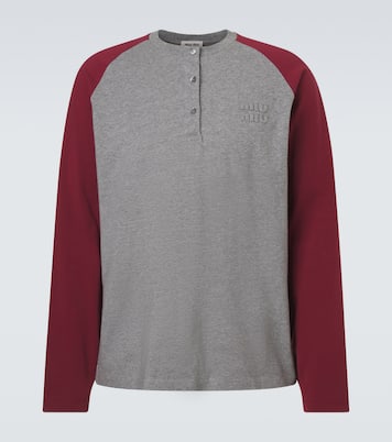 Top Henley en coton à logo | Miu Miu