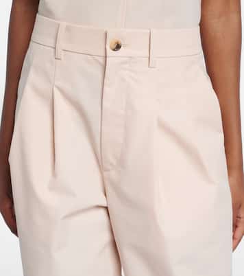 Pleated cotton-blend wide-leg pants | Wardrobe.NYC