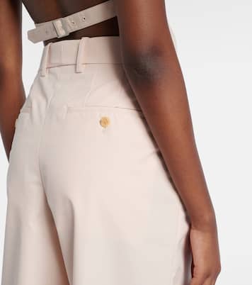 Pleated cotton-blend wide-leg pants | Wardrobe.NYC