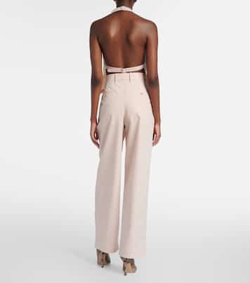 Pleated cotton-blend wide-leg pants | Wardrobe.NYC