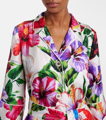 Floral belted silk satin maxi dress | Dolce&Gabbana