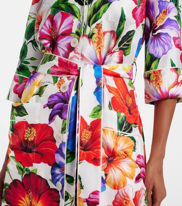Floral belted silk satin maxi dress | Dolce&Gabbana