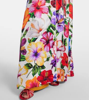 Floral belted silk satin maxi dress | Dolce&Gabbana