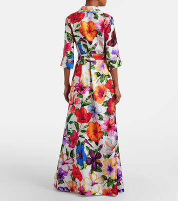 Floral belted silk satin maxi dress | Dolce&Gabbana