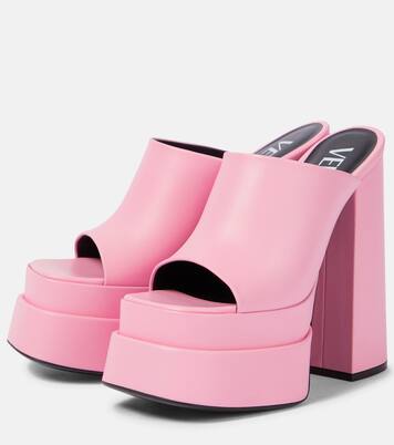 Leather peep-toe platform sandals | Versace