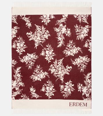 Floral jacquard wool-blend blanket | Erdem