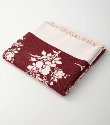 Floral jacquard wool-blend blanket | Erdem