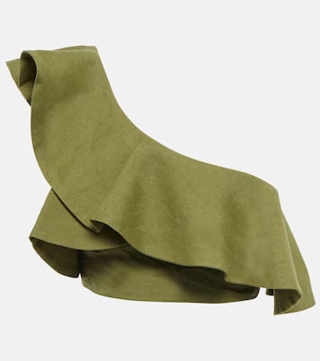 Cropped-Top De Mar a Mar aus Leinen | Johanna Ortiz