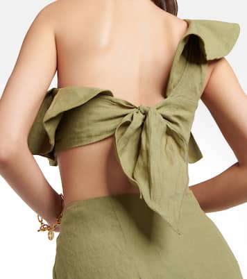 Cropped-Top De Mar a Mar aus Leinen | Johanna Ortiz