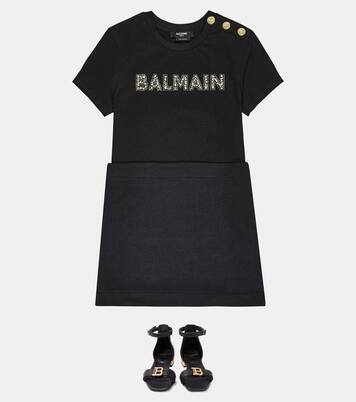 Logo cotton jersey dress | Balmain Kids