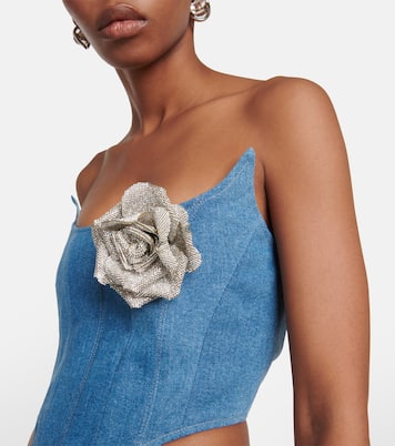 Verziertes Bustier-Top aus Denim | Giuseppe di Morabito