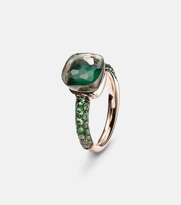 Nudo 18kt rose and white gold ring with malachite, prasiolite, and tsavorite | Pomellato