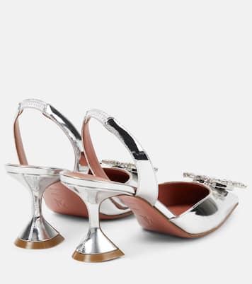 Begum 70镜面皮革露跟高跟鞋 | Amina Muaddi