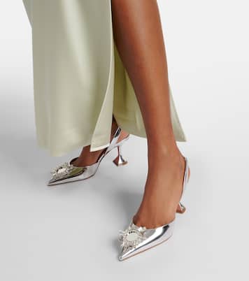 Begum 70镜面皮革露跟高跟鞋 | Amina Muaddi