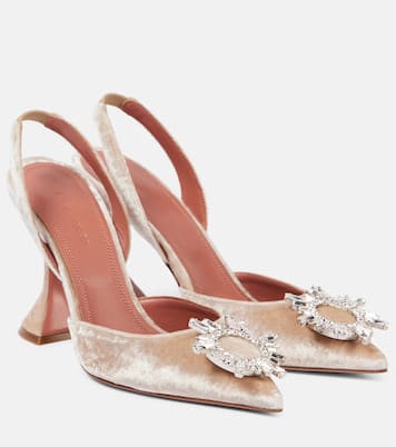 Verzierte Slingback-Pumps Begum 95 aus Samt  | Amina Muaddi