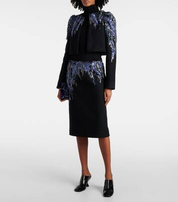 Midirock aus einem Wollgemisch mit Pailletten | Dries Van Noten