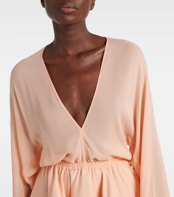 فستان طويل من الجورجيت بقصّة بببلوم | Alaïa