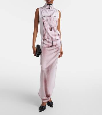 Robe longue Trompe l'œil en satin | Jean Paul Gaultier