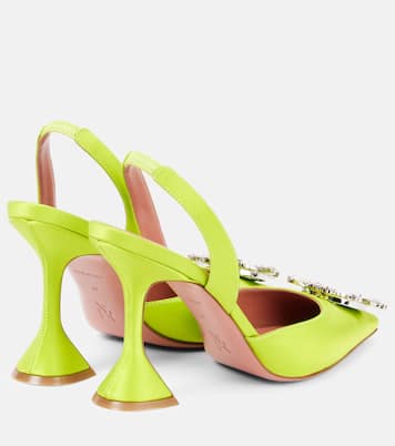 Pumps slingback Begum 95 in raso con cristalli | Amina Muaddi