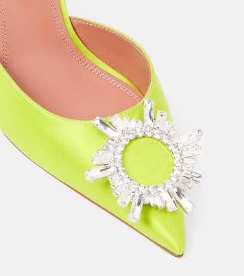 Pumps slingback Begum 95 in raso con cristalli | Amina Muaddi