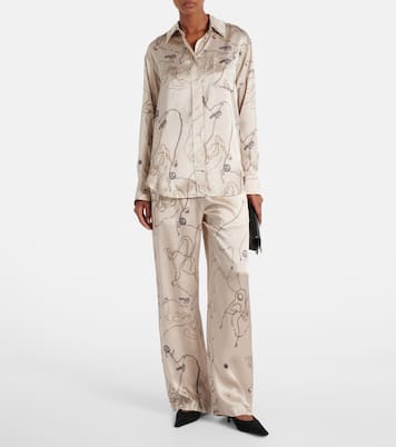 Printed silk satin pajama pants | Victoria Beckham