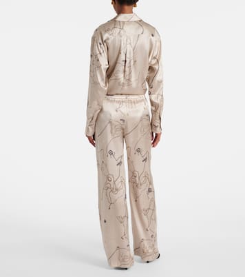 Printed silk satin pajama pants | Victoria Beckham
