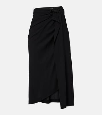 Draped gathered crêpe midi skirt | Balenciaga