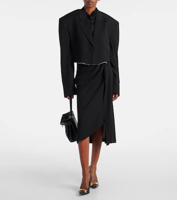 Draped gathered crêpe midi skirt | Balenciaga