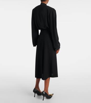 Draped gathered crêpe midi skirt | Balenciaga