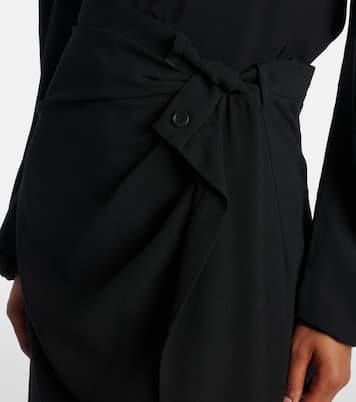 Draped gathered crêpe midi skirt | Balenciaga