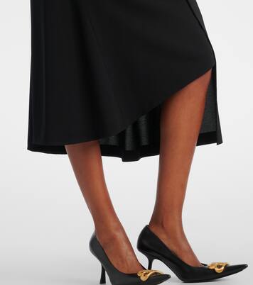 Draped gathered crêpe midi skirt | Balenciaga